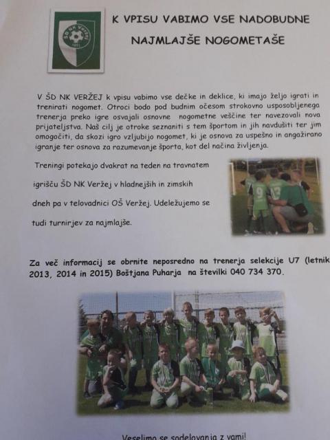 Vpis v nogometno šolo Vpis v nogometno šolo